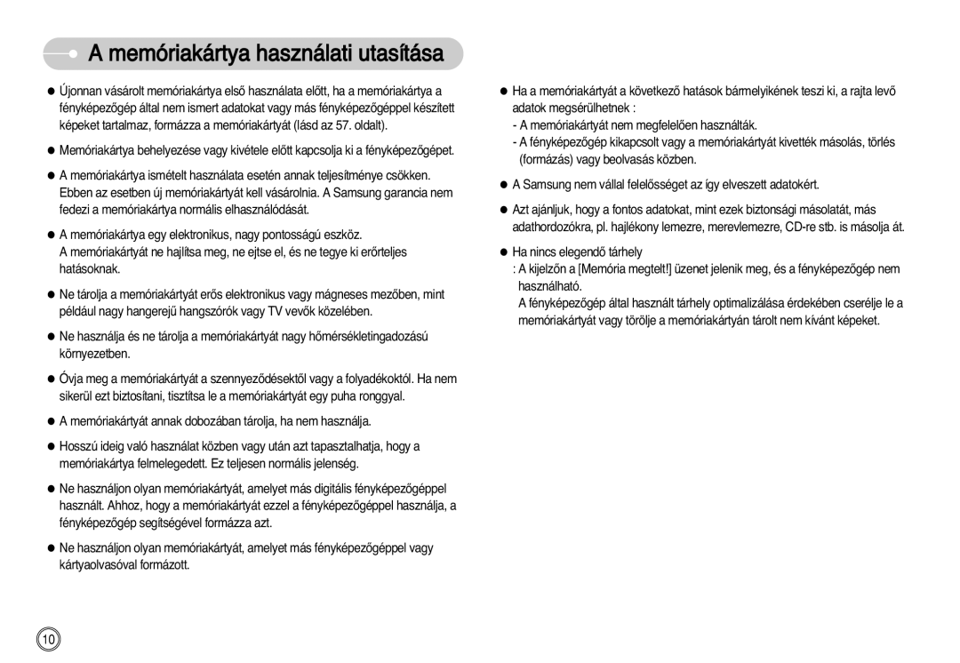 Samsung EC-S1030BDC/DE, EC-S1030SBA/FI, EC-S1030SBA/E1 manual Memóriakártya használati utasítása 