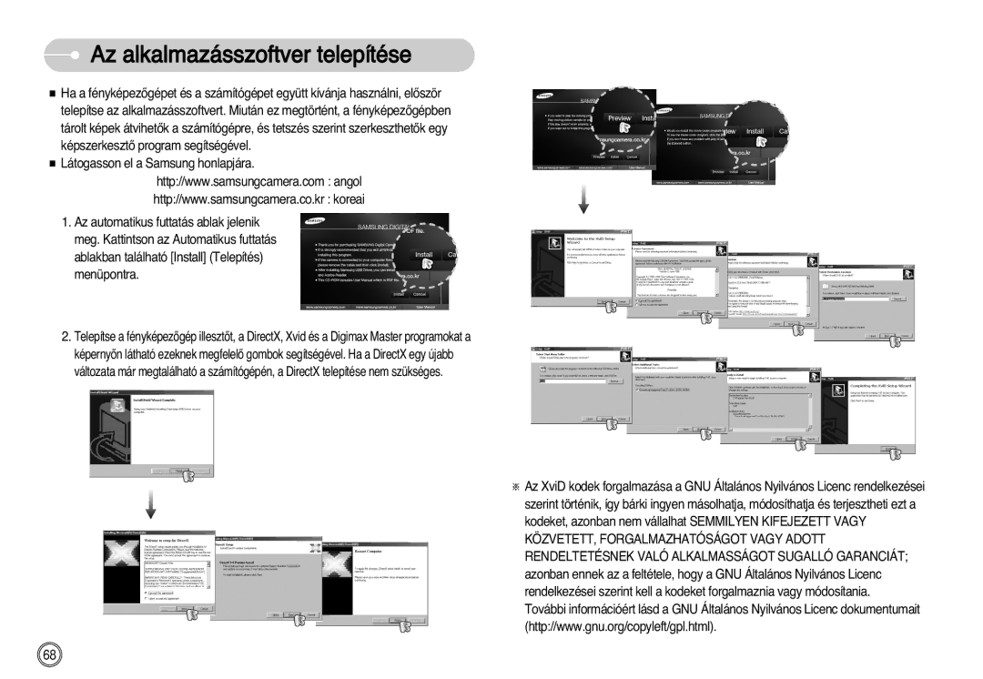 Samsung EC-S1030SBA/FI, EC-S1030SBA/E1, EC-S1030BDC/DE manual Az alkalmazásszoftver telepítése 