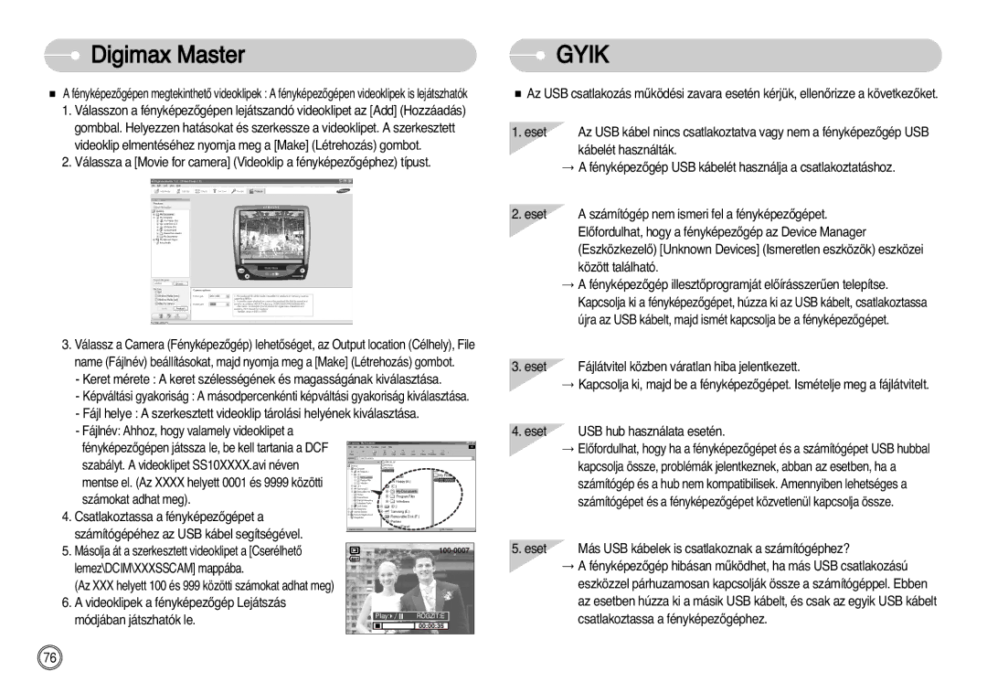 Samsung EC-S1030BDC/DE, EC-S1030SBA/FI, EC-S1030SBA/E1 manual DigimaxFAQ Master, Gyikfaq 