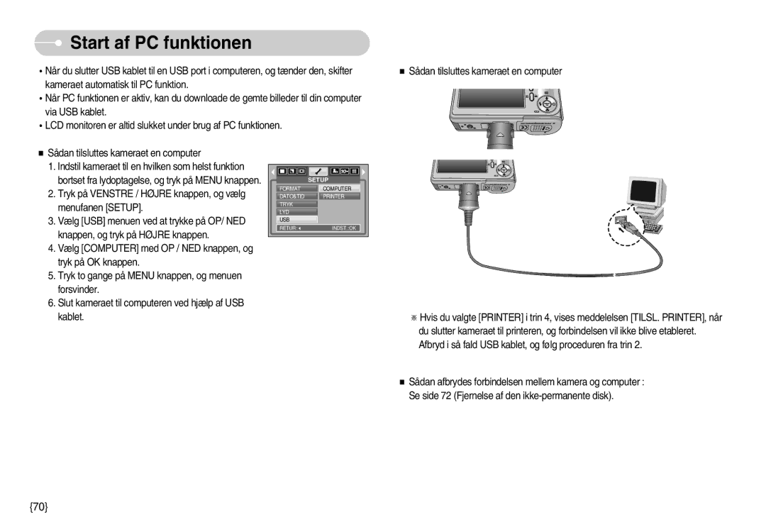 Samsung EC-S1030SDC/DE, EC-S1030SBA/FI, EC-S1030BDC/DE, EC-S1030SBB/E2, EC-S1030BBC/E2, EC-S1030SBC/E2 Start af PC funktionen 