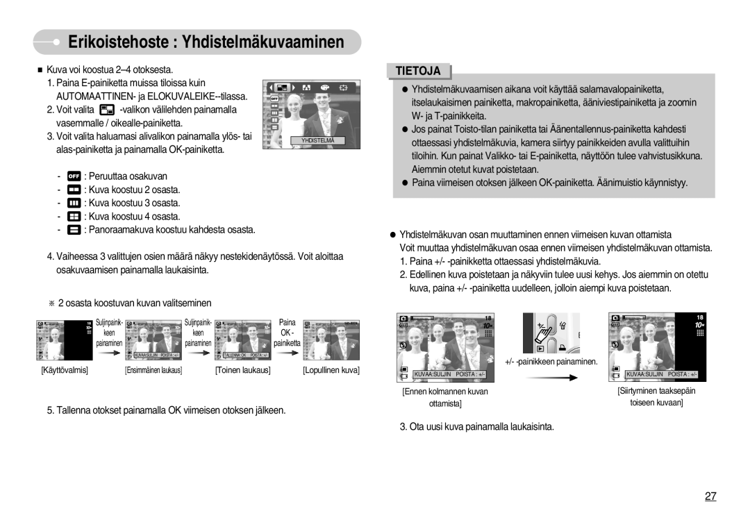 Samsung EC-S1030SBA/FI, EC-S1030SDC/DE, EC-S1030BDC/DE, EC-S1030SBB/E2, EC-S1030BBC/E2 Erikoistehoste Yhdistelmäkuvaaminen 