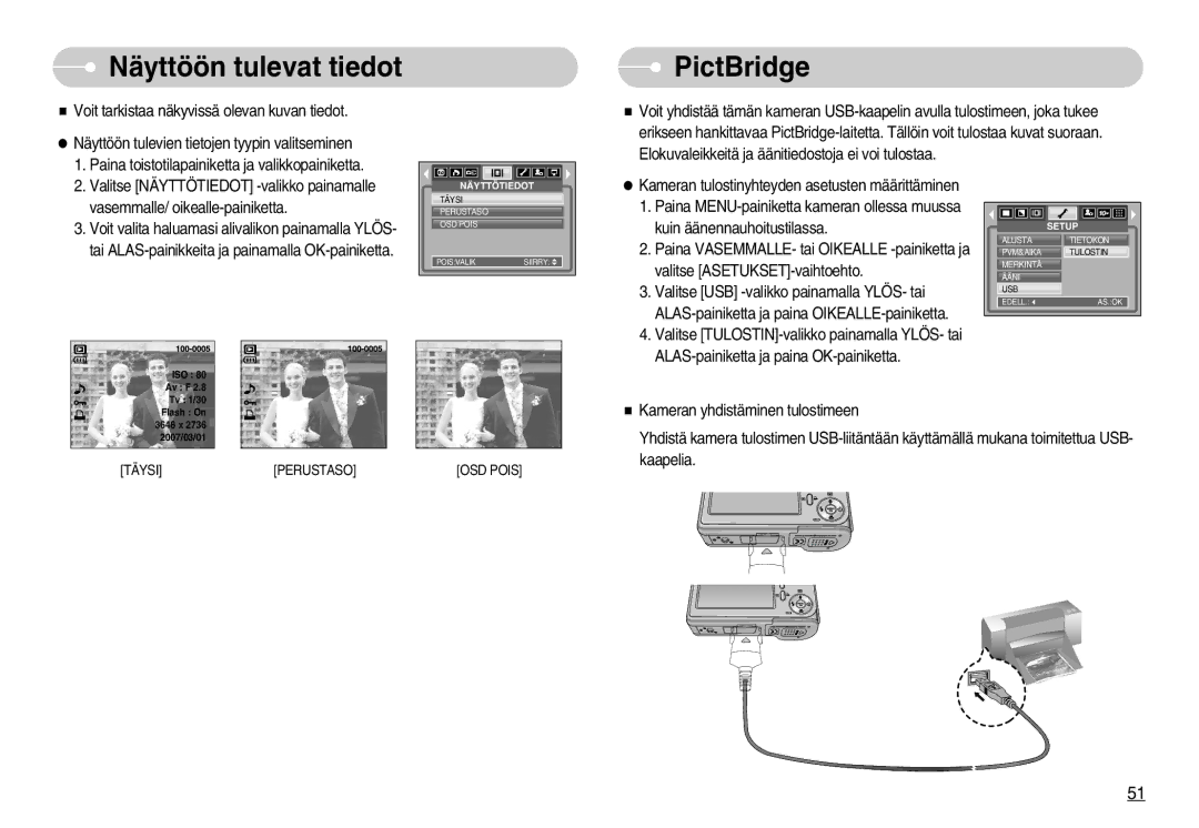 Samsung EC-S1030SBB/E2, EC-S1030SBA/FI, EC-S1030SDC/DE, EC-S1030BDC/DE, EC-S1030BBC/E2 Näyttöön tulevat tiedot, PictBridge 