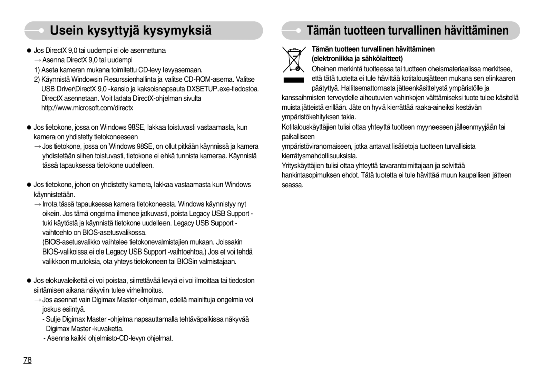 Samsung EC-S1030BDC/DE, EC-S1030SBA/FI, EC-S1030SDC/DE, EC-S1030SBB/E2 manual Tämän tuotteen turvallinen hävittäminen 