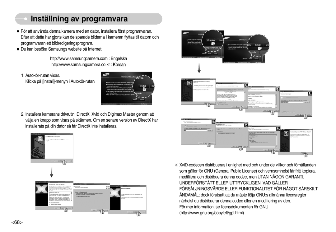 Samsung EC-S1030BBA/FI, EC-S1030SBA/FI, EC-S1030SDC/DE, EC-S1030BDC/DE, EC-S1030SBB/E2 manual Inställning av programvara 