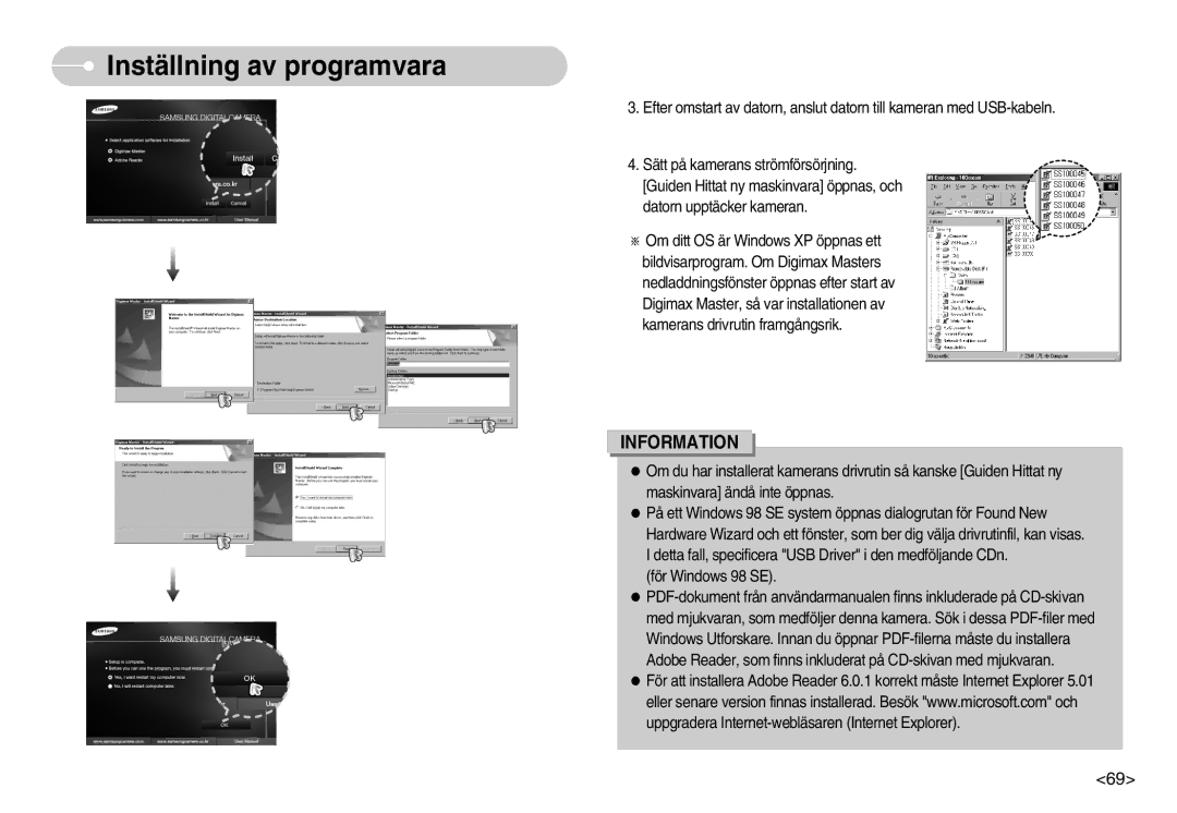 Samsung EC-S1030SBA/FI, EC-S1030SDC/DE, EC-S1030BDC/DE, EC-S1030SBB/E2, EC-S1030BBC/E2 manual Inställning av programvara 