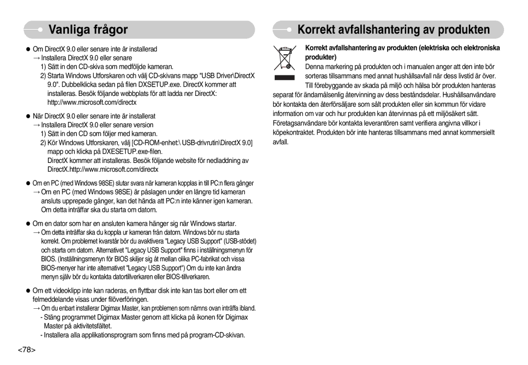 Samsung EC-S1030BDC/DE, EC-S1030SBA/FI, EC-S1030SDC/DE, EC-S1030SBB/E2, EC-S1030BBC/E2 Korrekt avfallshantering av produkten 