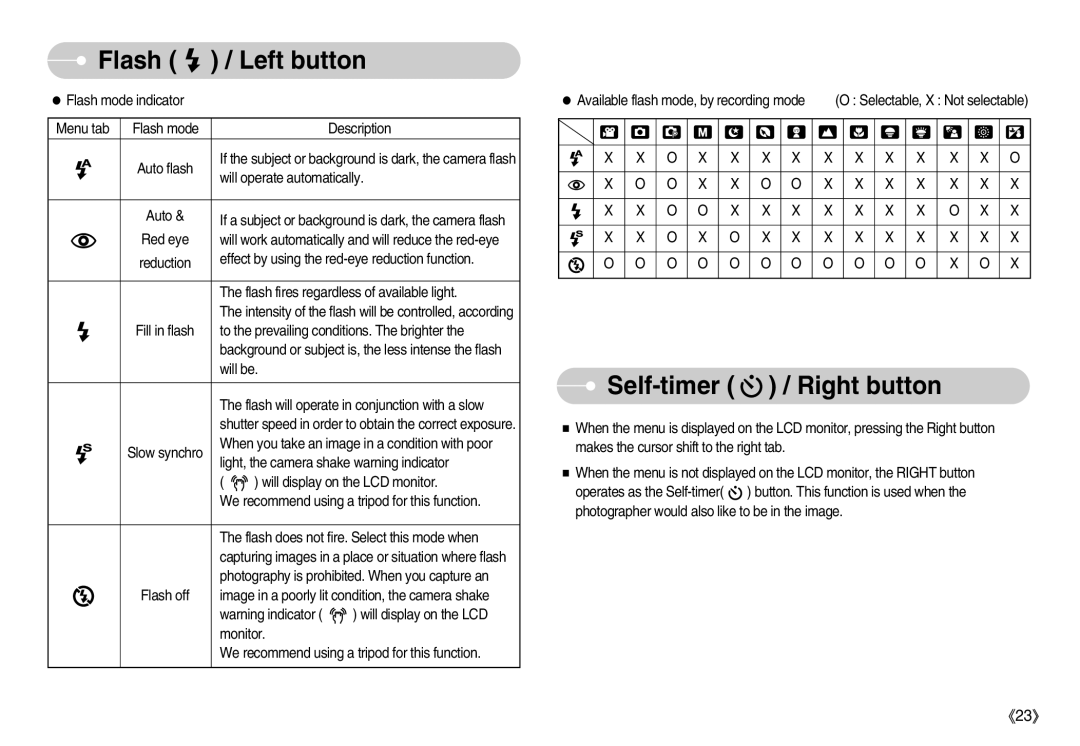 Samsung EC-S1030BBA/AS, EC-S1030SBA/FR, EC-S1030SBA/FI, EC-S1030SDC/DE, EC-S1030SBB/FR, STW-S1030S Self-timer / Right button 