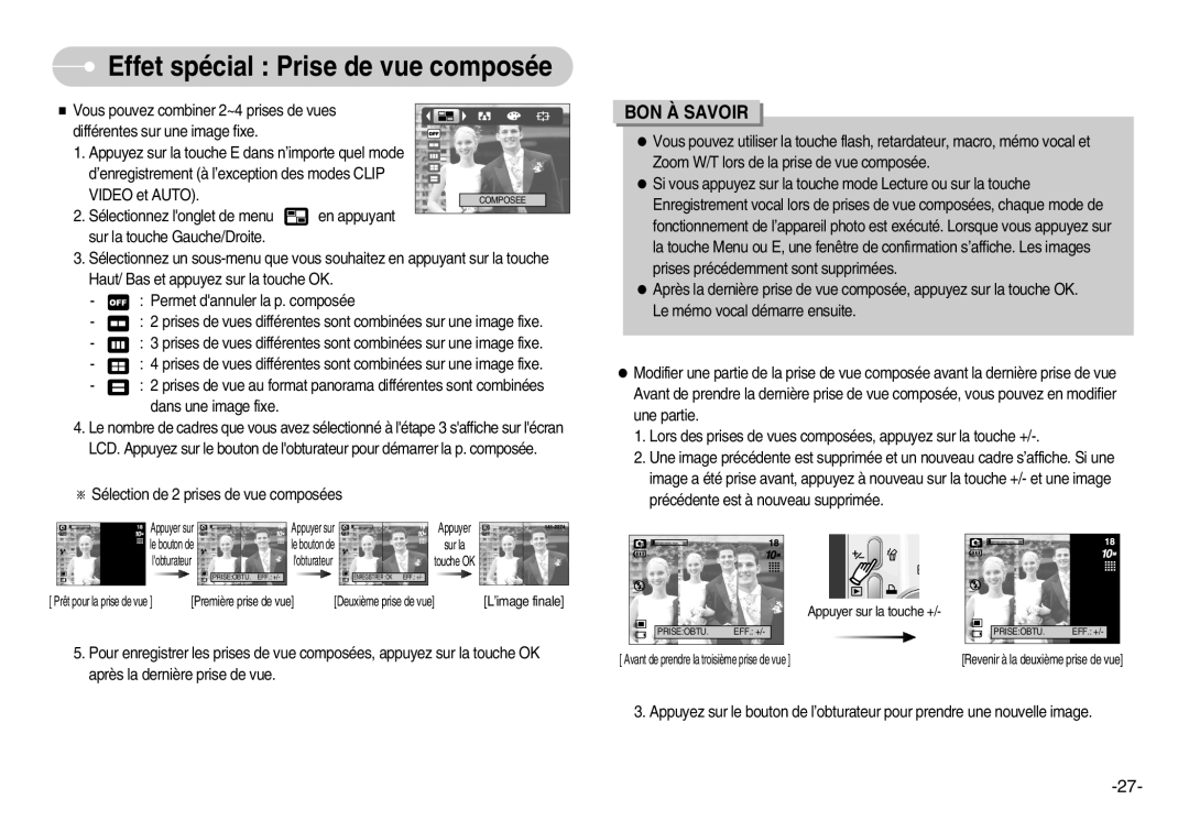 Samsung EC-S1030SBA/FI, EC-S1030SBA/FR, EC-S1030SDC/DE, EC-S1030SBB/FR, EC-S1030SBA/E1 Effet spécial Prise de vue composée 