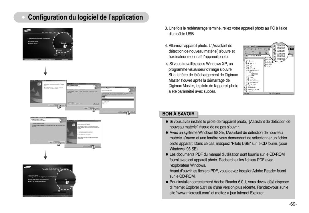 Samsung EC-S1030SBB/E2, EC-S1030SBA/FR, EC-S1030SBA/FI, EC-S1030SDC/DE manual Configuration du logiciel de l’application 