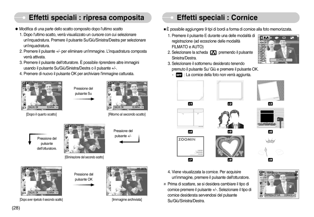 Samsung EC-S1030BDC/DE, EC-S1030SDC/DE, EC-S1030SBA/E1, EC-S1030SBB/E2, EC-S1030BBB/IT manual Effetti speciali Cornice 