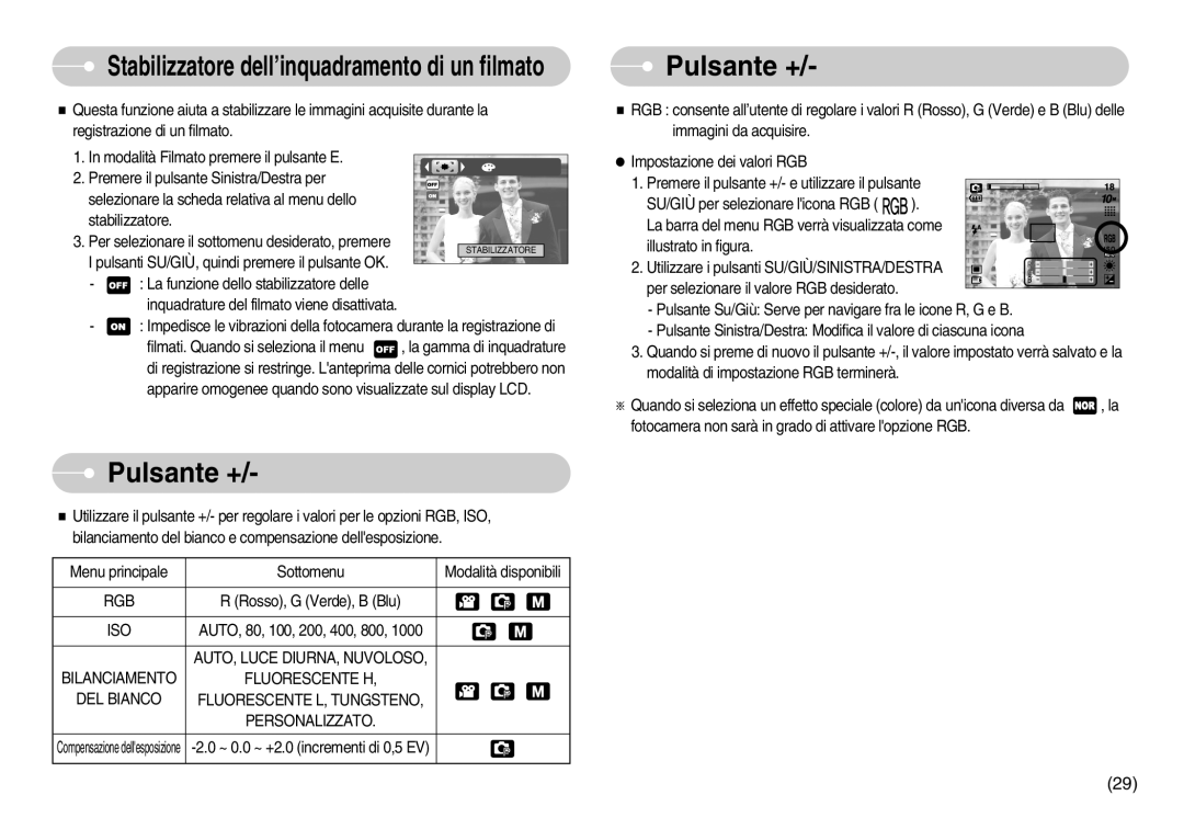 Samsung EC-S1030SBB/E2, EC-S1030SDC/DE, EC-S1030SBA/E1 manual Pulsante +, Stabilizzatore dell’inquadramento di un filmato 