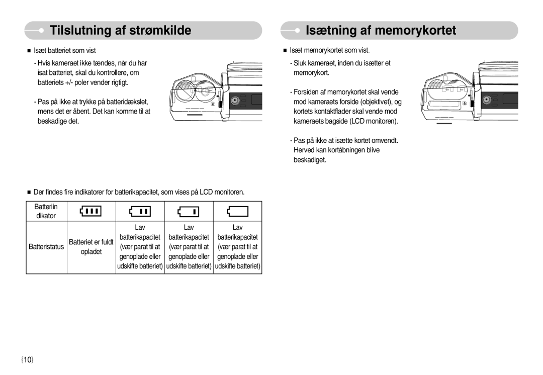 Samsung EC-S1050SFG/E2, EC-S1050BDA/DE, EC-S1050SBB/E2, EC-S1050SDA/DE, EC-S1050BBB/E2 manual Isætning af memorykortet 