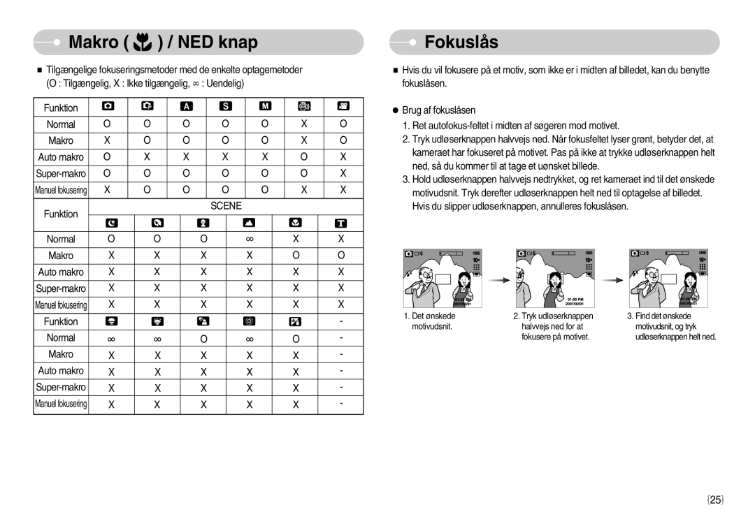 Samsung EC-S1050BBC/E2, EC-S1050BDA/DE, EC-S1050SBB/E2, EC-S1050SDA/DE, EC-S1050BBB/E2, EC-S1050SFG/E2 manual Fokuslås, Scene 