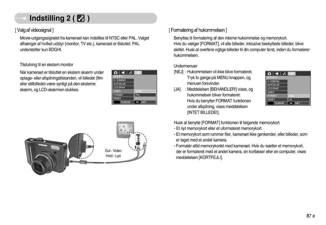 Samsung EC-S1050BBB/E2, EC-S1050BDA/DE, EC-S1050SBB/E2, EC-S1050SDA/DE, EC-S1050SFG/E2, EC-S1050BBC/E2 Valg af videosignal 