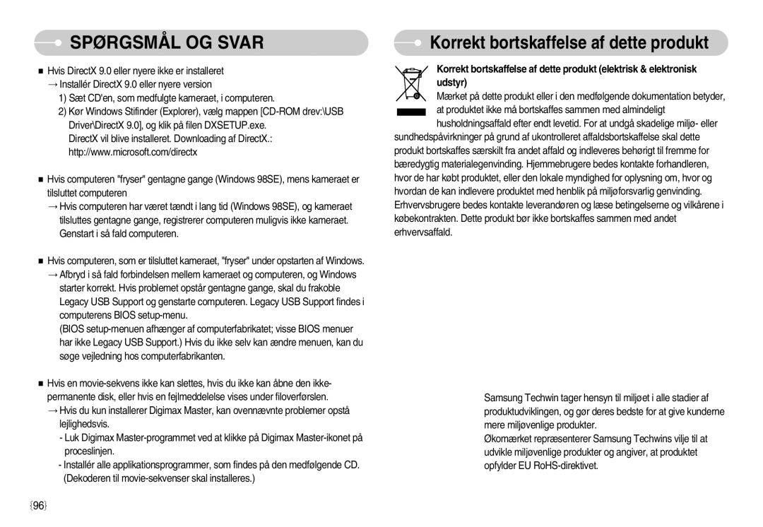 Samsung EC-S1050SBC/E2, EC-S1050BDA/DE, EC-S1050SBB/E2, EC-S1050SDA/DE, EC-S1050BBB/E2 Korrekt bortskaffelse af dette produkt 