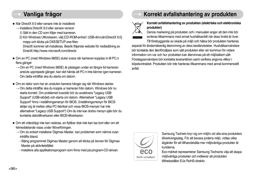 Samsung EC-S1050SBC/E2, EC-S1050BDA/DE, EC-S1050SBB/E2, EC-S1050SDA/DE, EC-S1050BBB/E2 Korrekt avfallshantering av produkten 