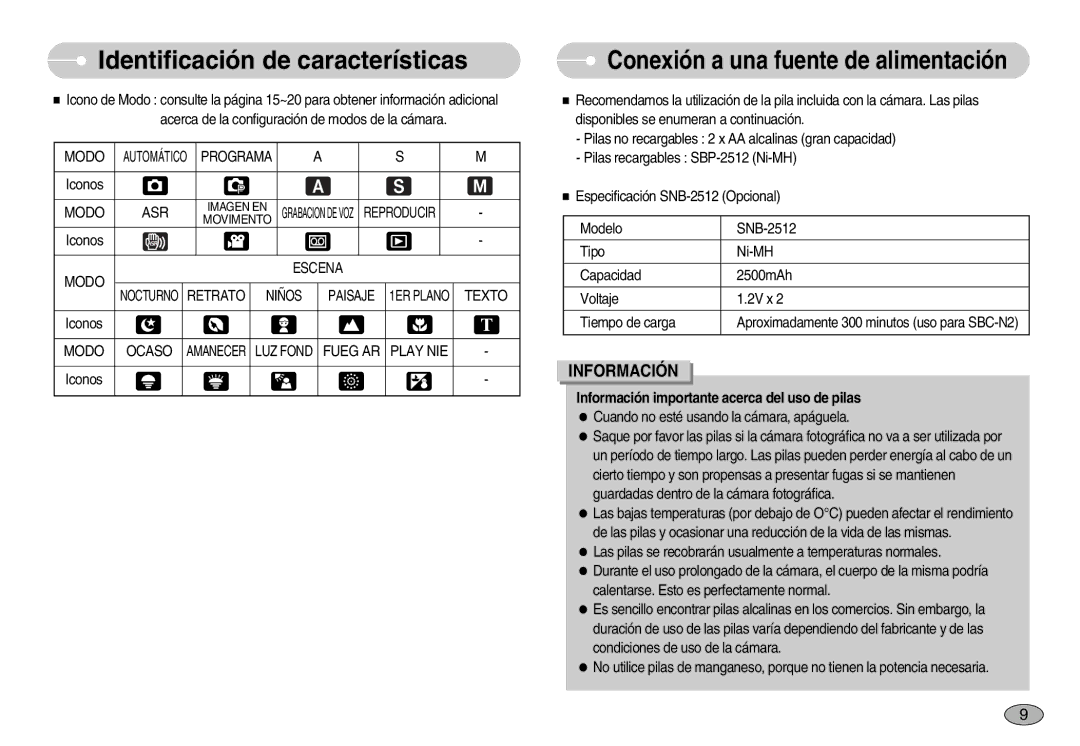 Samsung EC-S1050BDB/AS, EC-S1050BDA/DE manual Modo ASR, Modo Escena, Retrato, Texto, Modo Ocaso, Fueg AR Play NIE 