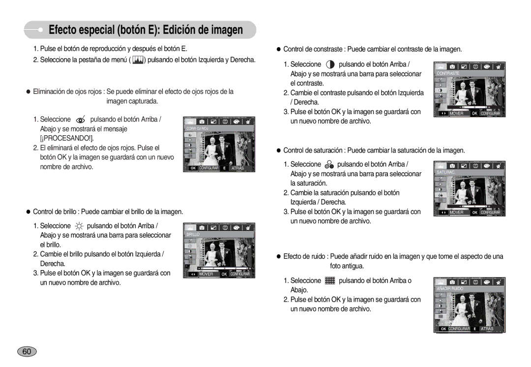 Samsung EC-S1050SDA/DE, EC-S1050BDA/DE, EC-S1050BBA/E1 manual Efecto especial botón E Edición de imagen, ¡Procesando 