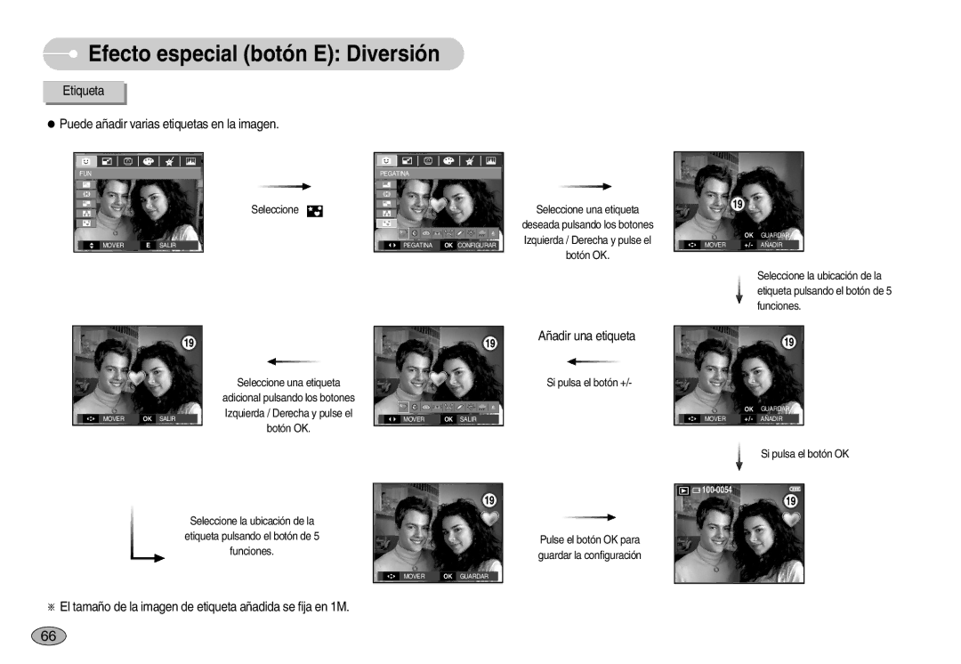 Samsung EC-S1050SDA/DE, EC-S1050BDA/DE, EC-S1050BBA/E1 manual ※ El tamaño de la imagen de etiqueta añadida se fija en 1M 