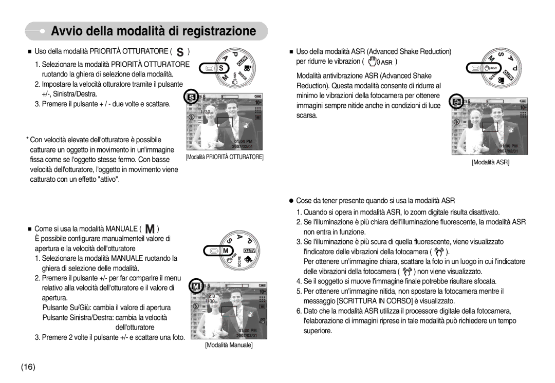 Samsung EC-S1050SBA/E1, EC-S1050BDA/DE, EC-S1050SDA/DE, STC-S1050S, EC-S1050SBA/IT, STC-S1050B Modalità Manuale Modalità ASR 