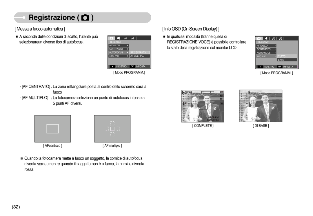 Samsung EC-S1050SFB/IT, EC-S1050BDA/DE, EC-S1050SDA/DE, STC-S1050S, EC-S1050SBA/IT, EC-S1050BBA/E1 Messa a fuoco automatica 