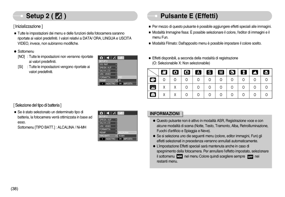 Samsung EC-S1050SBA/IT, EC-S1050BDA/DE, EC-S1050SDA/DE, STC-S1050S, EC-S1050BBA/E1 manual Pulsante E Effetti, Inizializzazione 