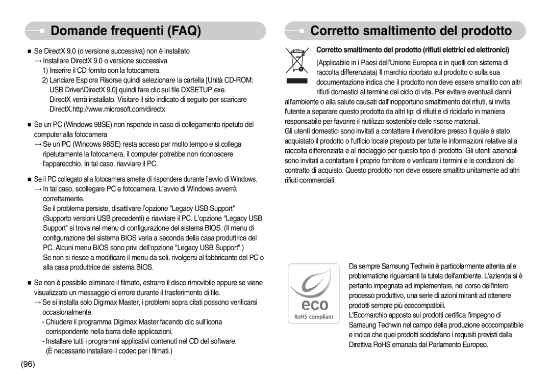 Samsung STC-S1050B, EC-S1050BDA/DE, EC-S1050SDA/DE, STC-S1050S, EC-S1050SBA/IT manual Corretto smaltimento del prodotto 