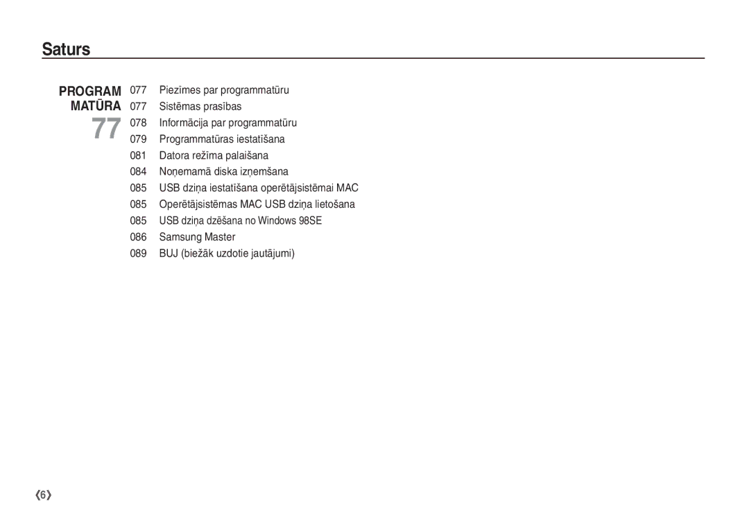 Samsung EC-S1060SBA/RU, EC-S1060BBA/RU manual Program Matūra 