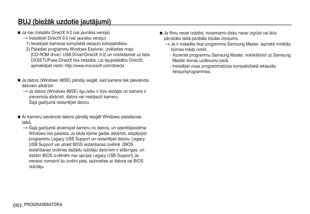 Samsung EC-S1060SBA/RU, EC-S1060BBA/RU manual BUJ biežāk uzdotie jautājumi 