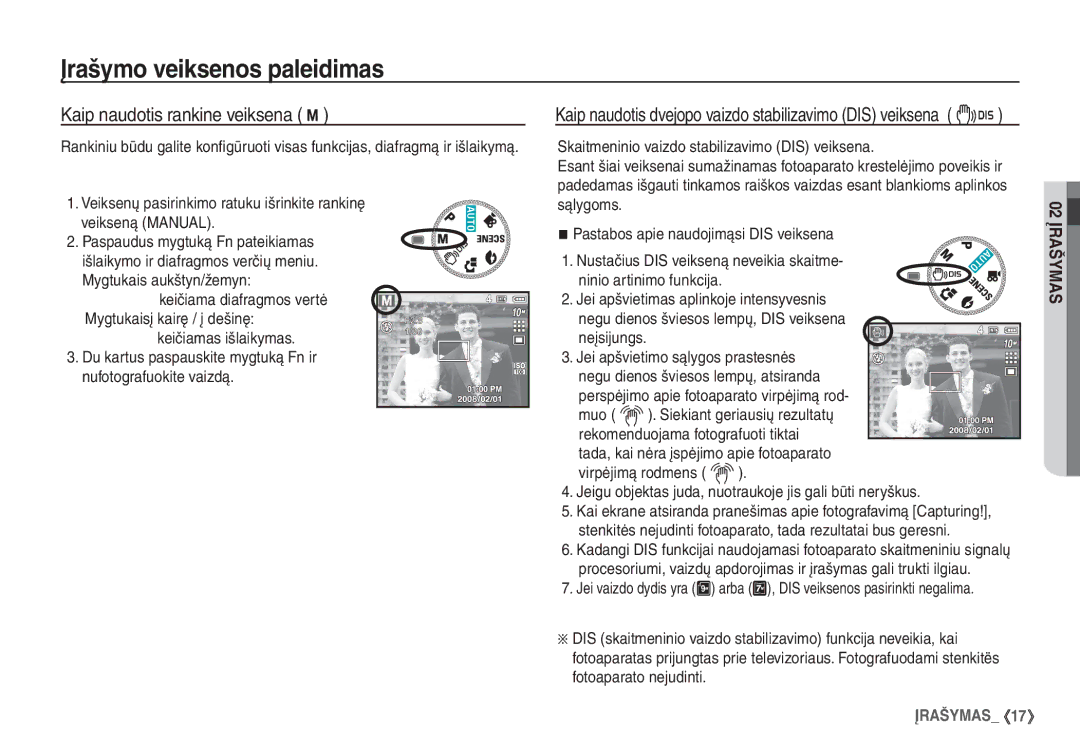 Samsung EC-S1060BBA/RU, EC-S1060SBA/RU manual Kaip naudotis rankine veiksena ¸, Keičiama diafragmos vertė 