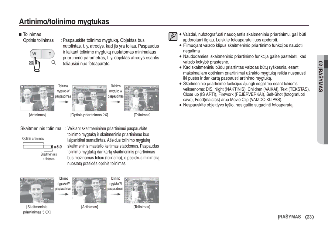 Samsung EC-S1060BBA/RU, EC-S1060SBA/RU manual Tolinimas, Toliausiai nuo fotoaparato, Skaitmeninis tolinima 