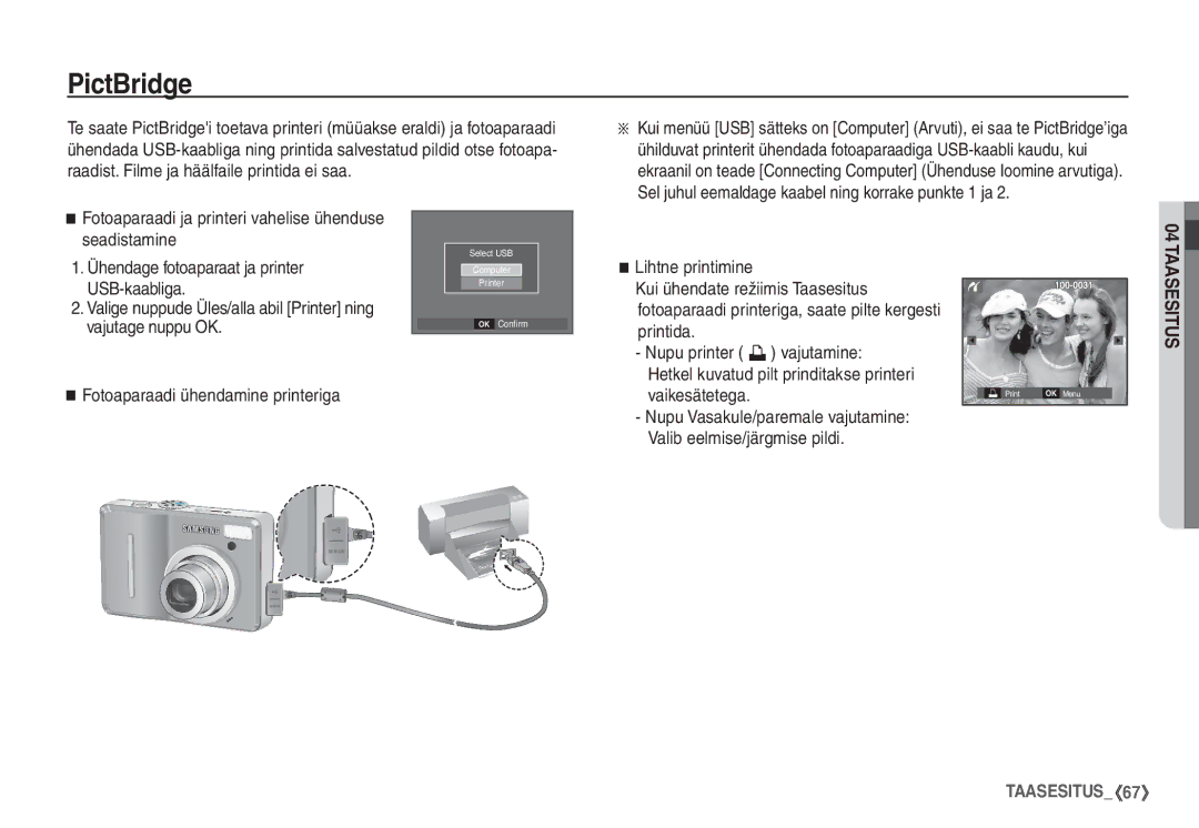 Samsung EC-S1060BBA/RU, EC-S1060SBA/RU manual PictBridge 