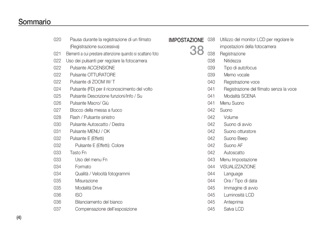 Samsung EC-S1050SBA/IT, EC-S1060BDA/E3, EC-S1060SDA/E3, EC-S1050BDA/DE, EC-S1050SDA/DE, EC-S1060BBC/E1 Visualizzazione, Iso 