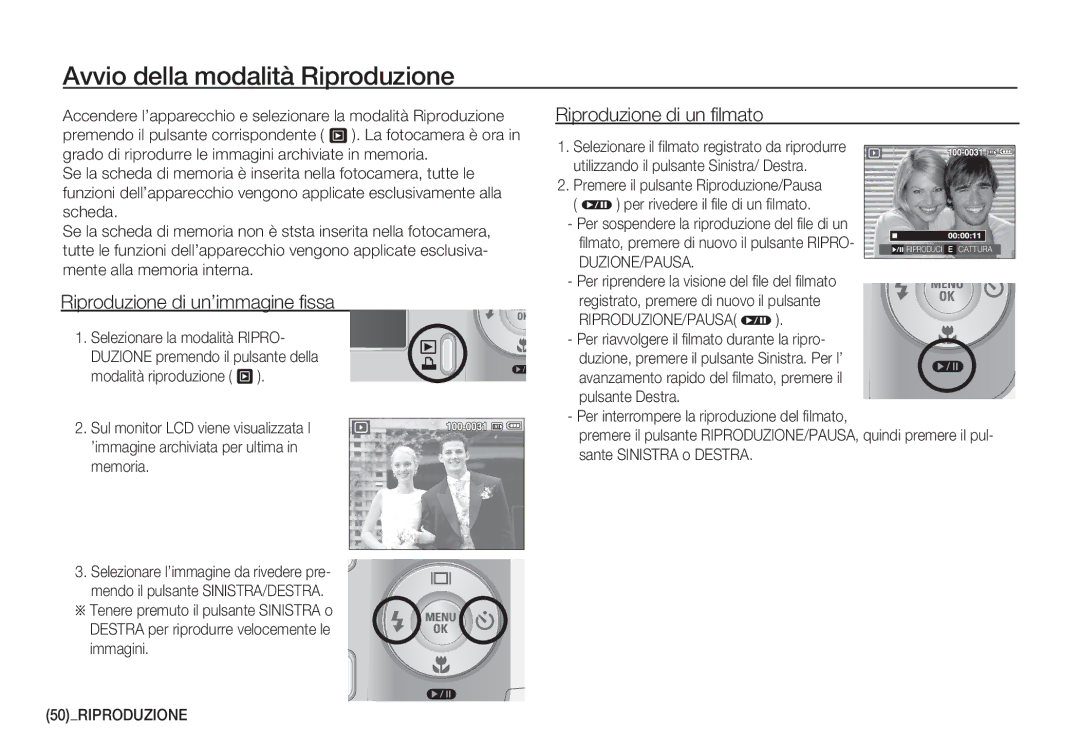 Samsung EC-S1050BBA/E1 Avvio della modalità Riproduzione, Riproduzione di un’immagine fissa, Riproduzione di un filmato 