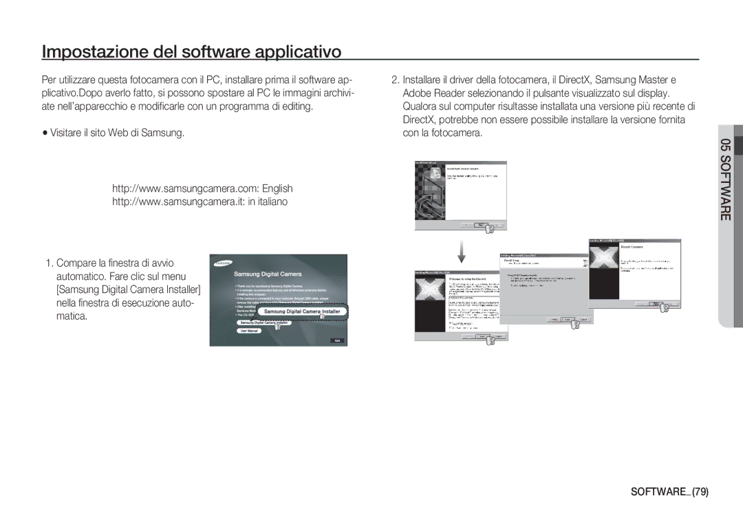 Samsung EC-S1050SBA/IT, EC-S1060BDA/E3 manual Impostazione del software applicativo, Visitare il sito Web di Samsung 