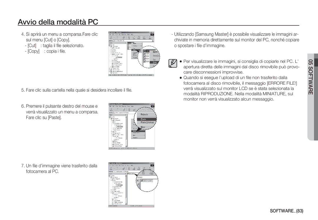 Samsung EC-S1060SBA/IT, EC-S1060BDA/E3 manual Cut, Copia i file, Un file d’immagine viene trasferito dalla fotocamera al PC 