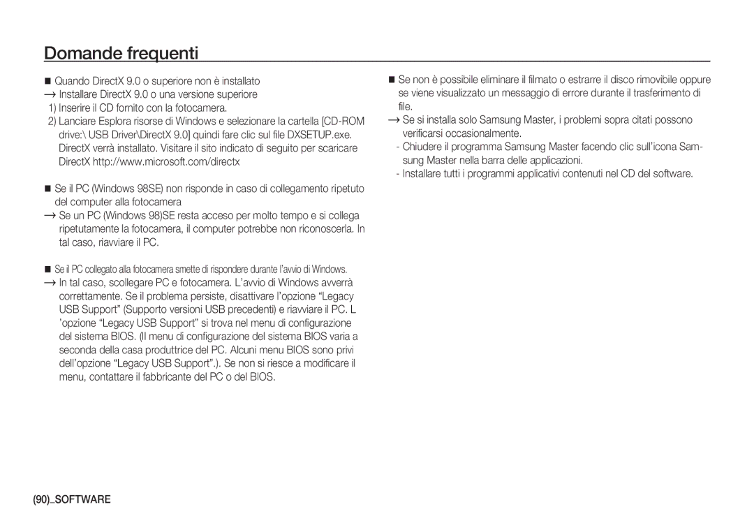 Samsung EC-S1060SDA/E3, EC-S1060BDA/E3, EC-S1050BDA/DE, EC-S1050SDA/DE, EC-S1060BBC/E1, EC-S1050SBA/IT manual 90SOFTWARE 