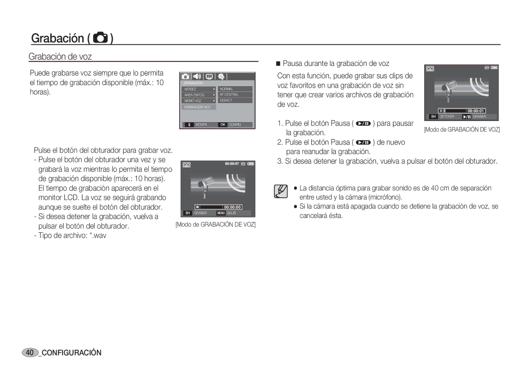 Samsung EC-S1050BBA/E1 manual Grabación de voz, Pulsar el botón del obturador, Aunque se suelte el botón del obturador 