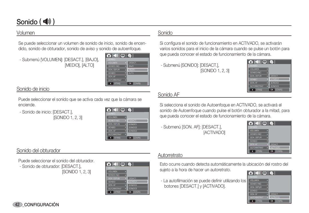 Samsung EC-S1060SBA/E1, EC-S1060BDA/E3, EC-S1060SDA/E3, EC-S1050BDA/DE, EC-S1050SDA/DE, EC-S1060BBC/E1, EC-S1050BBA/E1 Sonido  