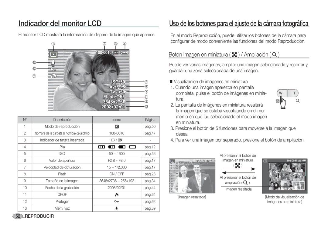 Samsung EC-S1050BBA/E1, EC-S1060BDA/E3, EC-S1060SDA/E3 manual Uso de los botones para el ajuste de la cámara fotográfica 