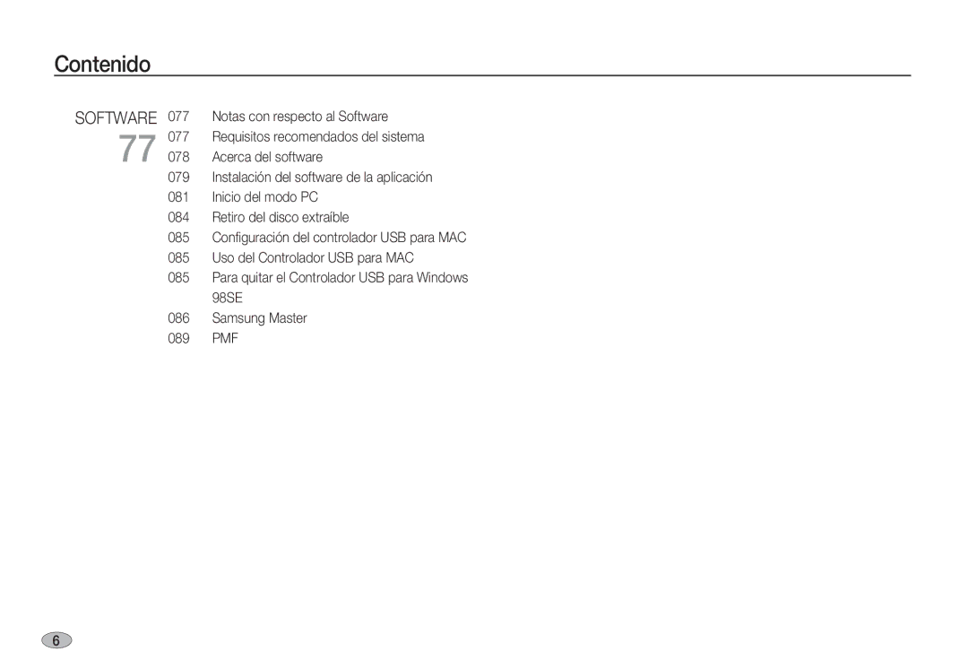 Samsung EC-S1060SBA/E1, EC-S1060BDA/E3, EC-S1060SDA/E3, EC-S1050BDA/DE, EC-S1050SDA/DE, EC-S1060BBC/E1 manual Contenido 