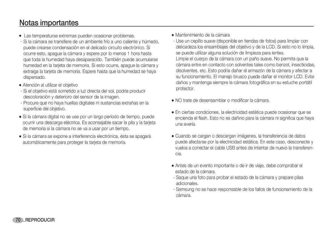 Samsung EC-S1050SBC/AS manual Las temperaturas extremas pueden ocasionar problemas, Atención al utilizar el objetivo 