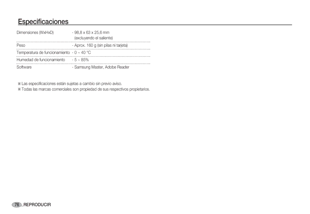 Samsung EC-S1050BBA/E1, EC-S1060BDA/E3, EC-S1060SDA/E3, EC-S1050BDA/DE, EC-S1050SDA/DE, EC-S1060BBC/E1 ~ 40 C, ~ 85%, Software 