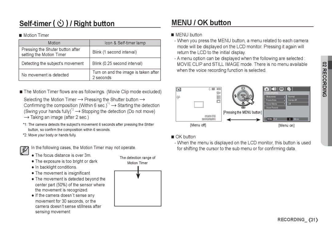 Samsung EC-S1050SHB/SP, EC-S1060BDA/E3, EC-S1060SDA/E3, EC-S1060SBA/E2, EC-S1050BDA/DE, EC-S1060S01KFR manual Menu / OK button 