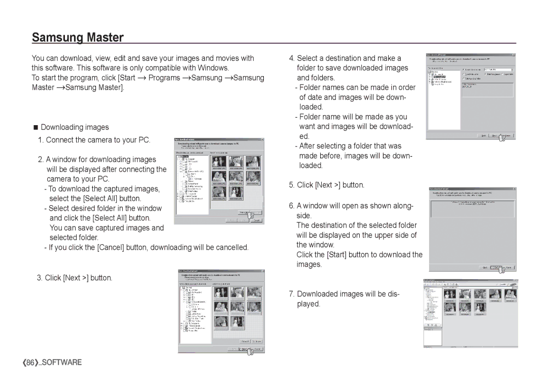 Samsung EC-S1060SBA/IT, EC-S1060BDA/E3 manual Samsung Master, Will be displayed after connecting the camera to your PC 