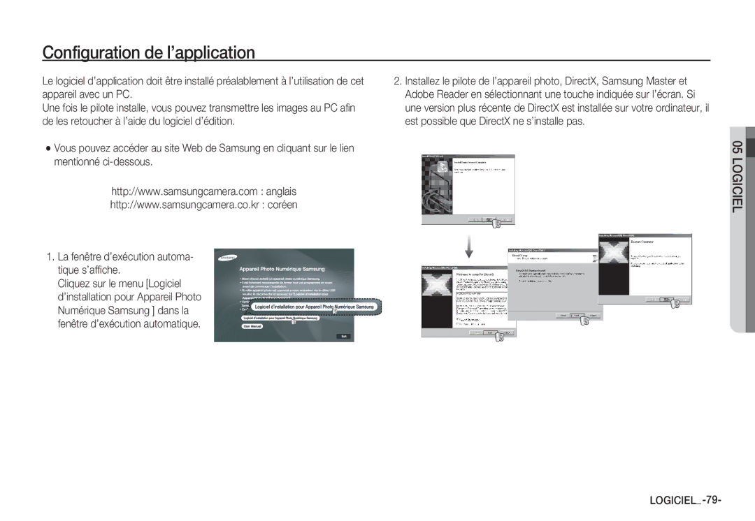 Samsung EC-S1050SBB/E2, EC-S1060BDA/E3, EC-S1060SDA/E3, EC-S1060SBA/E2, EC-S1050BDA/DE manual Configuration de l’application 