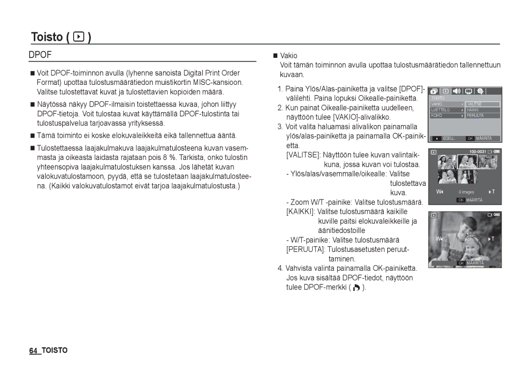 Samsung EC-S1050SBC/E2, EC-S1060BDA/E3, EC-S1060SDA/E3 manual Taminen, Kuville paitsi elokuvaleikkeille ja äänitiedostoille 