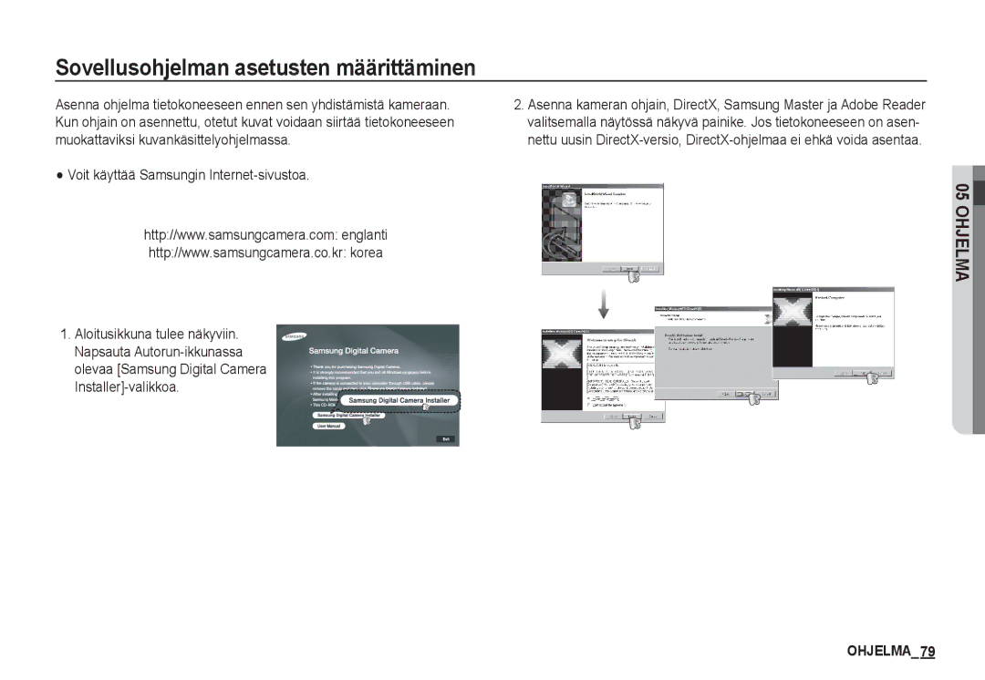 Samsung EC-S1050BDA/DE, EC-S1060BDA/E3 Sovellusohjelman asetusten määrittäminen, Voit käyttää Samsungin Internet-sivustoa 