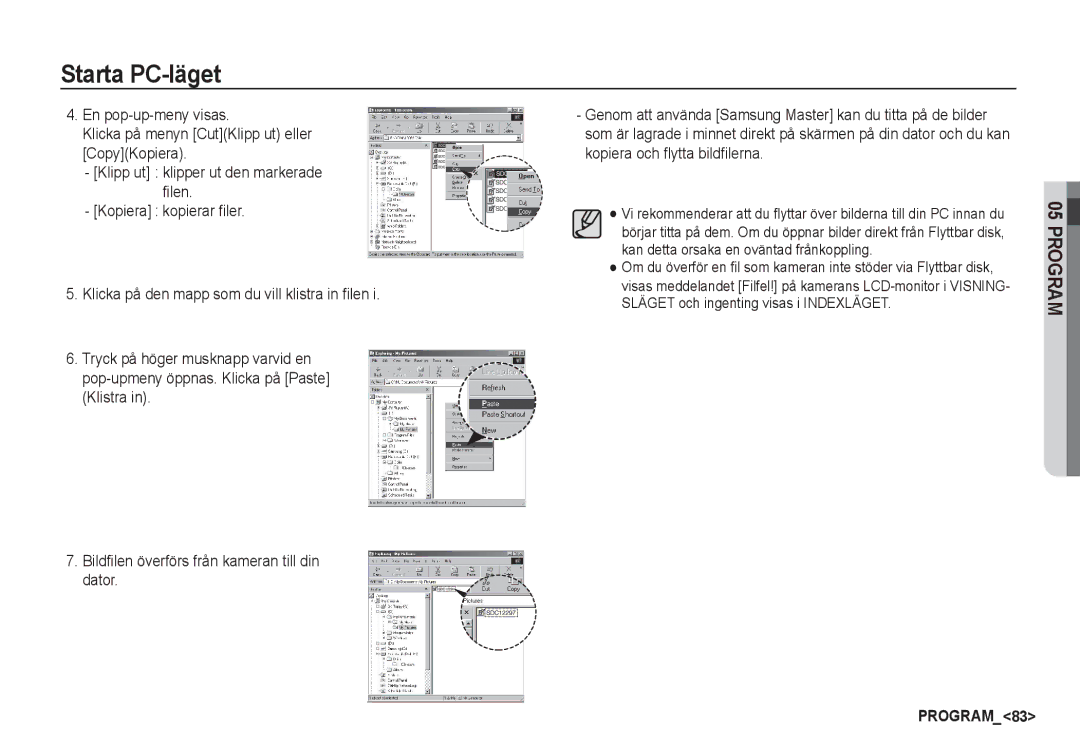 Samsung EC-S1050BBB/E2, EC-S1060BDA/E3, EC-S1060SDA/E3, EC-S1060SBA/E2, EC-S1050BDA/DE, EC-S1050SBB/E2 manual PROGRAM83 