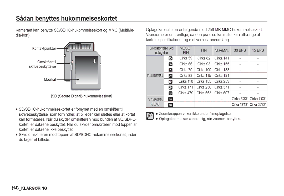 Samsung EC-S1050SBB/E2, EC-S1060BDA/E3, EC-S1060SDA/E3, EC-S1060SBA/E2, EC-S1050BDA/DE, EC-S1060BBA/E2 manual Kontaktpunkter 